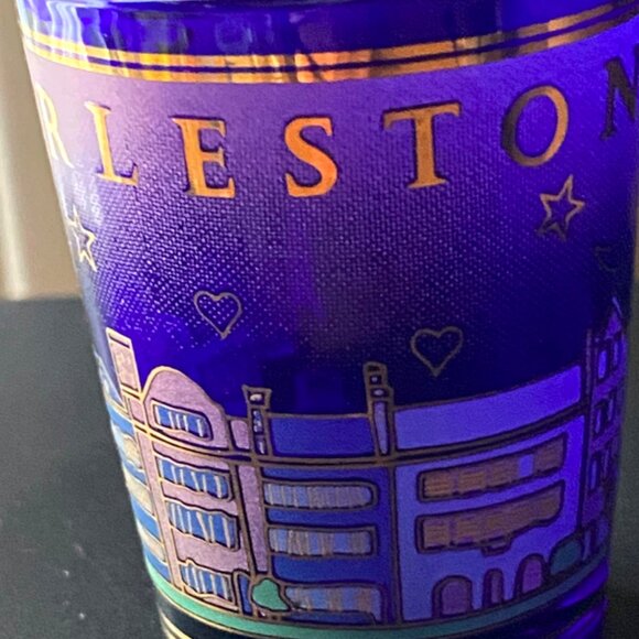 COBALT BLUE Charleston Shot Glass Designed With Landmark Street Whiskey Shot - Picture 4 of 9